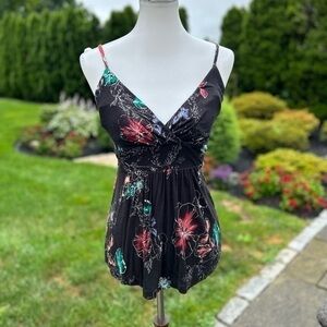 American Rag floral wrap, tie waist top